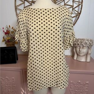 Women’s Small Ott Polka Dot Ruffle‎ Sleeve Top